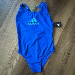 ADIDAS Crisscross Back One Piece Bathing Suit in Blue/Cyan
